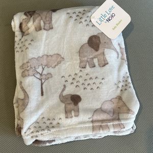 Little Love By NoJo Blue ELEPHANT Baby Blanket SOFT Gray Mommy Daddy & Me Lovey
